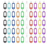 50 Pezzi Portachiavi, Targhette Portachiavi Iscrivibili, Targhette Portachiavi Plastica Scrivibile con Etichetta Per Contrassegnare più Oggetti come Chiavi,Valigie,Animali Domestici(10 colori)
