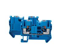 50 pezzi PT-6 24-12AWG 800V 41A Morsettiera for guida DIN con gabbia a molla Connettore passante senza viti for cablaggio quadro elettrico(Blue)