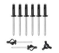 50 Pezzi Rivetti Ciechi Esplosivi Tripli, Rivetti ad Espansione Alluminio Nero 4mm 4,8mm, Rivetti Pop a Testa Tonda per Industria Legno Metallo Automobili Mobili Navi Meccaniche(4.8X25mm)