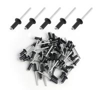 50 Pezzi Rivetti Ciechi in Alluminio con Grande Flangia, Rivetto cieco in alluminio, Rivetti Ciechi in Lega di Alluminio, per Costruzioni, Automobili, Nautica e Mobili (Noir, 4.8mm x 12mm)