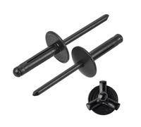 50 Pezzi Rivetti Espansione Tripla con Flangia Larga, 4X14x12mm Nero Alluminio Rivetti Targa con Testa Tonda per Auto, Moto, Metallo, Plastica, Legno, Gomma