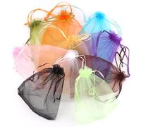 50 Pezzi Sacchetti Organza 15X20cm, Colorati Tulle Confetti, Borsa Con Coulisse, Gioielli Sacchetto per Feste, Regali