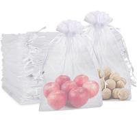 50 Pezzi Sacchetti Organza 25 35 Cm, Bianco Confetti Grande, Sacchetti Regalo