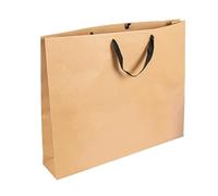 50 pezzi - Sacchetti Sos con manici in cotone neri 110 G/M2 52+10 x 42 cm Natural Kraft