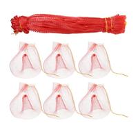 50 Pezzi Sacchetto a Rete Spesso Rosso in Plastica | Riutilizzabile, Traspirante e Facile da Pulire, Comodo da Riporre, per Famiglia e Amici in Casa e Fattoria