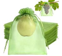 50 Pezzi Sacchetto di Protezione Della Frutta, 17 x 23 cm Sacchetti di Protezione per Uva, Sacchetti Organza con Coulisse per la Protezione dei Frutta da Moscerini Vespe Uccelli e Altri Insetti