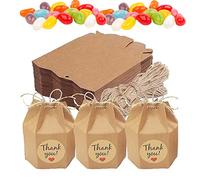 50 Pezzi Scatola Per Bomboniere, Scatole Caramelle Carta Kraft, Scatole Carta Regalo, Con Corde Di Iuta E Etichette, Per Matrimoni, Feste Di Compleanno, Anniversari (Marrone, Esagono)