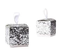 50 Pezzi Scatola Porta confetti Scintillio Dell'oro Brillante Lucido per Ospiti Bomboniera Cubo 5 * 5 * 5cm (ARGENTATO)