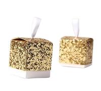 50 Pezzi Scatola Porta confetti Scintillio Dell'oro Brillante Lucido per Ospiti Bomboniera Cubo 5 * 5 * 5cm (ORO)