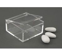 50 PEZZI Scatola scatolina plexiglass portaconfetti 6x6x3 cm 056S
