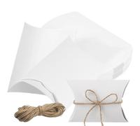 50 Pezzi Scatoline Portaconfetti Bianco Cuscino di Bomboniere Scatole in Carta Kraft con Corda di Canapa Scatole Cuscino di Bomboniere Scatole in Carta Kraft con Corda di Canapa