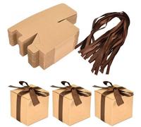 50 Pezzi Scatoline Regalo Carta Kraft, Mini Scatole Kraft Caramelle Carta, Scatole Carta Kraft Matrimonio Dotato di Nastri, DIY Carta Scatola per Caramelle per Feste, Compleanni e Matrimoni (Marrone)