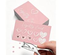 50 pezzi Schede fedeltà a forma di cuore rosa, schede ricompensa clienti in bianco per piccole imprese, perfette per boutique, caffetterie e saloni di bellezza Carta tessile