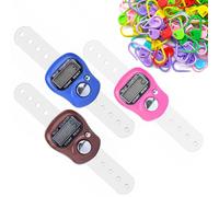 50 Pezzi Segnapunti Maglia e 3 Pezzi di Mini Contatori da Dito Elettronici, Contatore Elettronico a Cifre, Finger Counter, per Lavoro a Maglia all'Uncinetto Fai da Te segno, Blu scuro, Caffè, Rosa