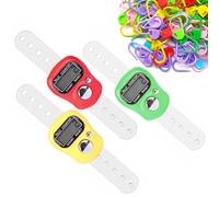 50 Pezzi Segnapunti Maglia e 3 Pezzi di Mini Contatori da Dito Elettronici, Contatore Elettronico a Cifre, Finger Counter, per Lavoro a Maglia all'Uncinetto Fai da Te segno, Rosso, Giallo, Verde