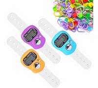 50 Pezzi Segnapunti Maglia e 3 Pezzi di Mini Contatori da Dito Elettronici, Contatore Elettronico a Cifre, Finger Counter, per Lavoro a Maglia all'Uncinetto Fai da Te segno, Viola, Arancione, Blu