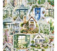 50 Pezzi/Set Adesivi Trasparenti in Materiale PET con Motivi di Giardinaggio e Cabina per Custodie per Telefono, Laptop, Scrapbook, Borraccia, Diario, Bagaglio, Adesivi Decorativi Impermeabili per il 