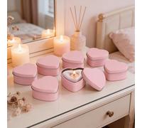 50 pezzi/set Barattoli di candele vuoti, con contenitori a forma di cuore rosa con coperchi, ideali per chi ama il fai-da-te e la decorazione della casa. Il set contiene 6 barattoli vuoti, 8 supporti