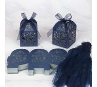 50 pezzi set di scatole regalo per matrimonio tagliate al laser, scatole per caramelle con nastro e etichetta, bomboniere, festa di nascità, bridal shower, confezioni, forniture per decorazione matrim