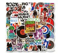 50 pezzi Set di Stickers riutilizzabili rock and roll, Stikers Graffiti vibranti per borracce, pipistrelli, skateboard, adatti per diari, scrapbook, feste, ottimo per Capodanno Tagli UnicaPolicloruri 