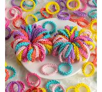 50 pezzi/set Fasce elastiche per capelli unisex con motivo a onda sul bordo della gonna, dolci, non dannose, accessori per capelli casual, fermacode per coda di cavallo, elastici per capelli, scrunchi