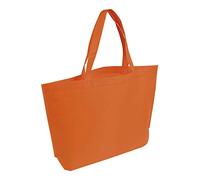 50 pezzi Shopper con soffietto alla base in TNT termosaldato, manici lunghi 44x30x10 cm (arancione)