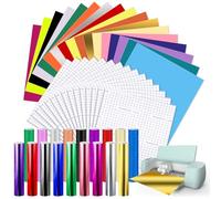 50 pezzi Smart Vinyl Permanent for Cricut Explore 3/Maker 3, Vinyl Plotter Film Smart Metallic Vinyl Smart Glitter Plotter Pellicola autoadesiva per plotter fai da te tazze auto, decorazione