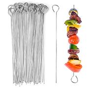 50 Pezzi Spiedini Acciaio 20cm,Spiedini Barbecue Stuzzicadenti Lunghi In Metallo, Spiedini per Panettone/Spiedini per Falò/Spiedini Grill per Marshmallow,Cioccolato,Spuntini Falò,Verdure, Pesce