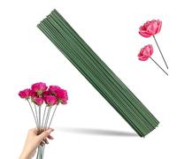 50 Pezzi Steli per Fiori, 30cm Gambo Floreale Filo, Stelo Filo Floreale, Gambi Floreali in Filo Metallico, per Composizioni Floreali Fiori Fioristi Decorativi Stelo (Verde)