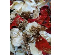 50 Pezzi Stelle di Natale Artificiali con Gambo e Petali Pieghevoli Fai da te