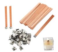 50 Pezzi Stoppini di Legno, Stoppino per Candele in Legno, Stoppini per Candele, Stoppino in Legno Naturale, per Fai Da Te Realizzare Candele Artigianali, con Ferro Stand, 15mmx150mm