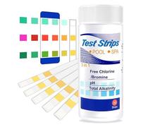 50 Pezzi Strisce Reattive per Acqua Potabile 3 in 1, Strisce Test Acqua Piscina, Test Acqua Potabile PH per Acquari, Piscine, Spa, Misurano Cloro Libero, Bromo e PH