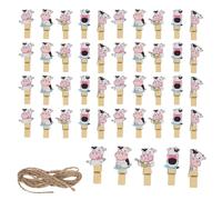 50 Pezzi Supporto per Foto Mucca Promemoria Clip di Legno Minuscole Fisse Fermagli per Foto in Legno Morsetto per Foto di Legno