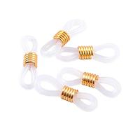 50 pezzi terminali per occhiali da vista, per riparare catene, colore bianco e argento, Oro bianco, 2.3x0.7cm