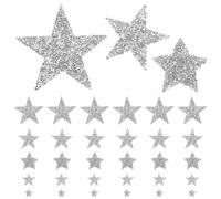 50 Pezzi Toppa Termoadesiva Stella in Strass Argento | Adesivo Posteriore, Applicazione a Caldo, per Borse e Capi, Set Assortito 2cm 4cm 4, 7cm 6cm 8cm