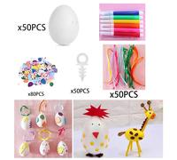 50 Pezzi Uova di Pasqua Non Verniciate Fai da Te Uova Bianche Vuote di Pasqua