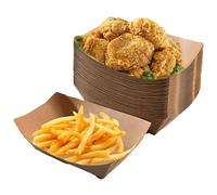 50 Pezzi Vassoi In Cartone Kraft Barchette Per Finger Food Vassoi Cartone A Prova Acqua Olio Piatto Carta Marrone Per Patatine Fritte Per Patatine, Snack, Amaretti, Salsicce Al Curry, Insalata
