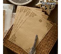 50 pezzi Vintage A5 con bordi e linee, cancelleria a , carta per scrivere lettere di ringraziamento e d'amore, carta multifunzionale per specifiche di pianificazione