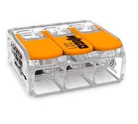 50 pezzi Wago 221-613 Morsetto di collegamento 3 conduttori con leva di comando 0,5-6 qmm esecuzione piccola, trasparente