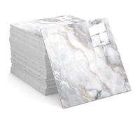 50 piastrelle autoadesive per pavimenti, 30 x 30 cm, piastrelle in marmo, impermeabili, da attaccare alla parete, in PVC, per cucina, bagno, soggiorno, arte fai da te (bianco)
