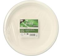 PAPSTAR 50 piatti di canna da zucchero pure rettangolari, 20 cm x 20 cm, colore bianco