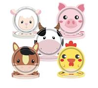50 piatti di carta per feste con animali della fattoria, 17,8 cm, safari, zoo, mucca, pecora, maiale, pollo e asino, piatti per feste per baby shower, compleanni, animali della giungla, decorazione da