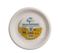 50 Piatti piani rotondi in polpa di cellulosa Ilip BIO biodegradabili