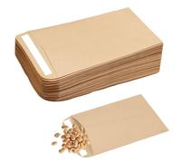 50 piccole buste in carta kraft marrone, autoadesive, multiuso per semi, monete, salari, perline, francobolli (10 x 6 cm)