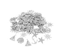 50 piccole sagome in legno a tema nautico del Mar Mediterraneo, fai da te, decorazione da spiaggia, bomboniere, decorazioni in legno da 3,5 a 3,6 cm, colore: bianco