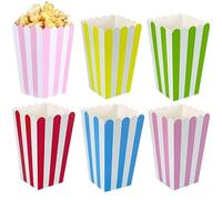 50 piccole scatole per popcorn, secchiello per popcorn di carta a righe colorate, 5 colori, contenitori per popcorn, ideali per casa, cinema, feste di carnevale, accessori per serate cinematografiche