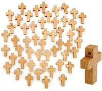 50 piccoli ciondoli a forma di croce in legno per la produzione di gioielli fai da te con foro, legno naturale, foro preforato, ideali per battesimi, matrimoni e celebrazioni religiose, 21 mm x 14 mm