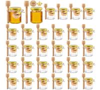 50 piccoli vasetti da miele da 45 ml, vuoti per marmellata, in vetro esagonale, con coperchio dorato, cucchiai di legno, etichette di eucalipto, ciondoli delle api, biglietti di ringraziamento, iuta