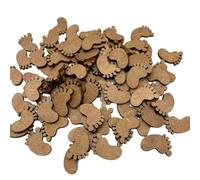 50 piedini in legno naturale per matrimoni, compleanni, feste, scrapbooking, artigianato, decorazione, artigianato, scutout, forniture incompiute a forma di ala con impronta orma in legno non finito