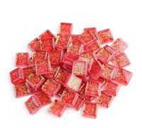 50 pietre colorate in vetro glitterato per mosaico fai da te, ciottoli fai da te, materiale puzzle, 9 x 9 mm, per arte e artigianato (colore 14)